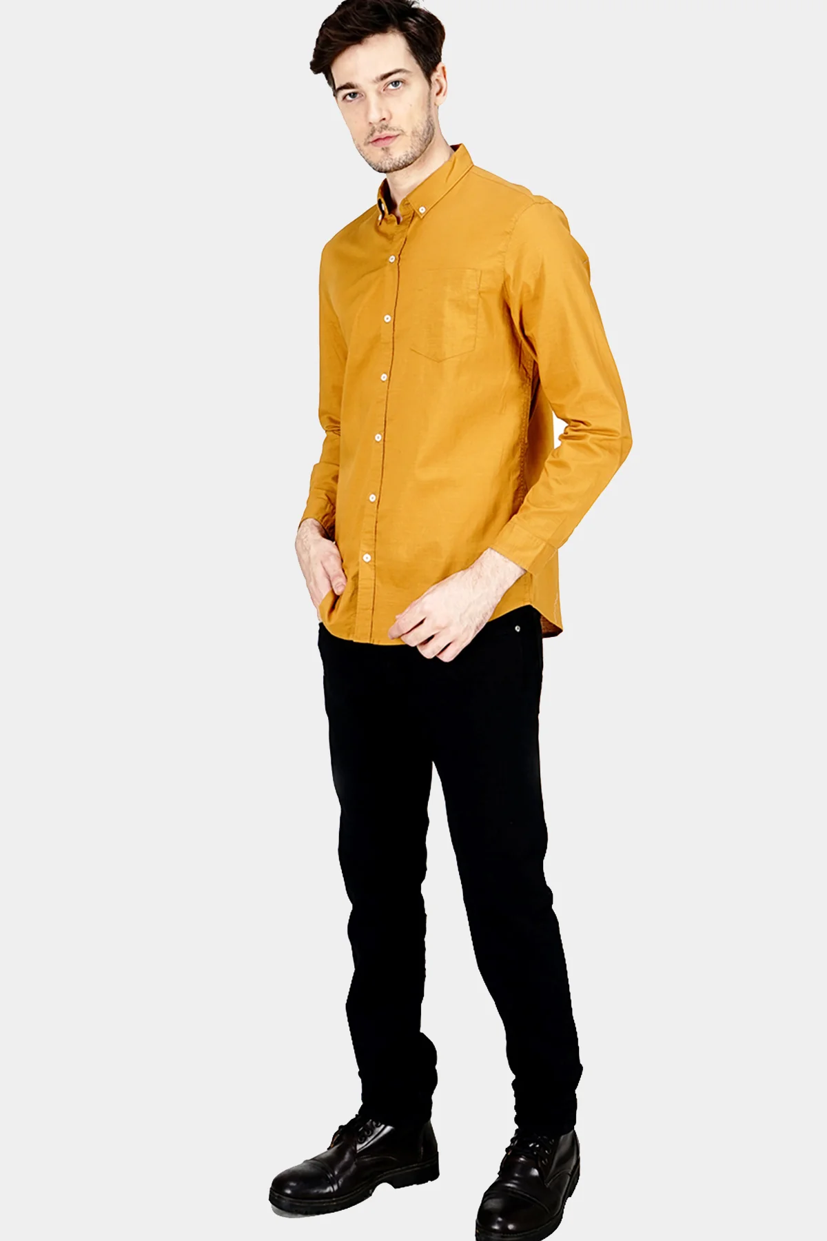 Kemeja Lengan Panjang Slamesa Mustard Regular - Image 2