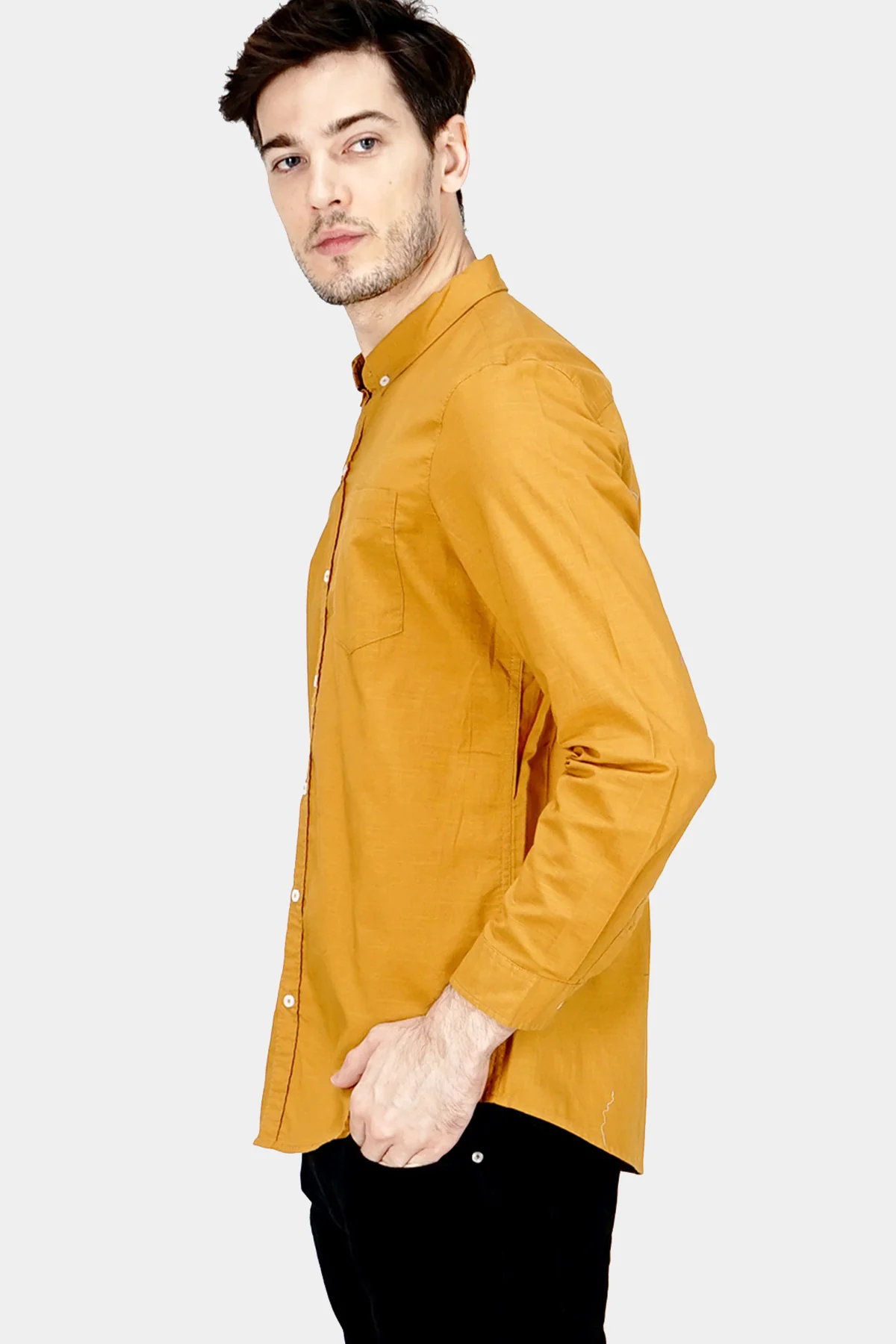 Kemeja Lengan Panjang Slamesa Mustard Regular - Image 5