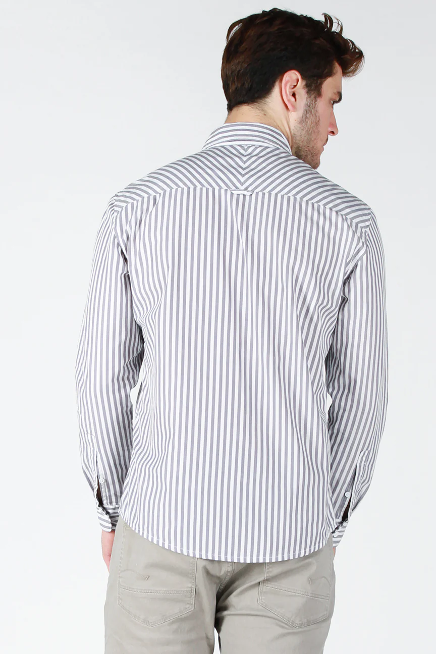 Kemeja Lengan Panjang Slash Grey White - Image 3