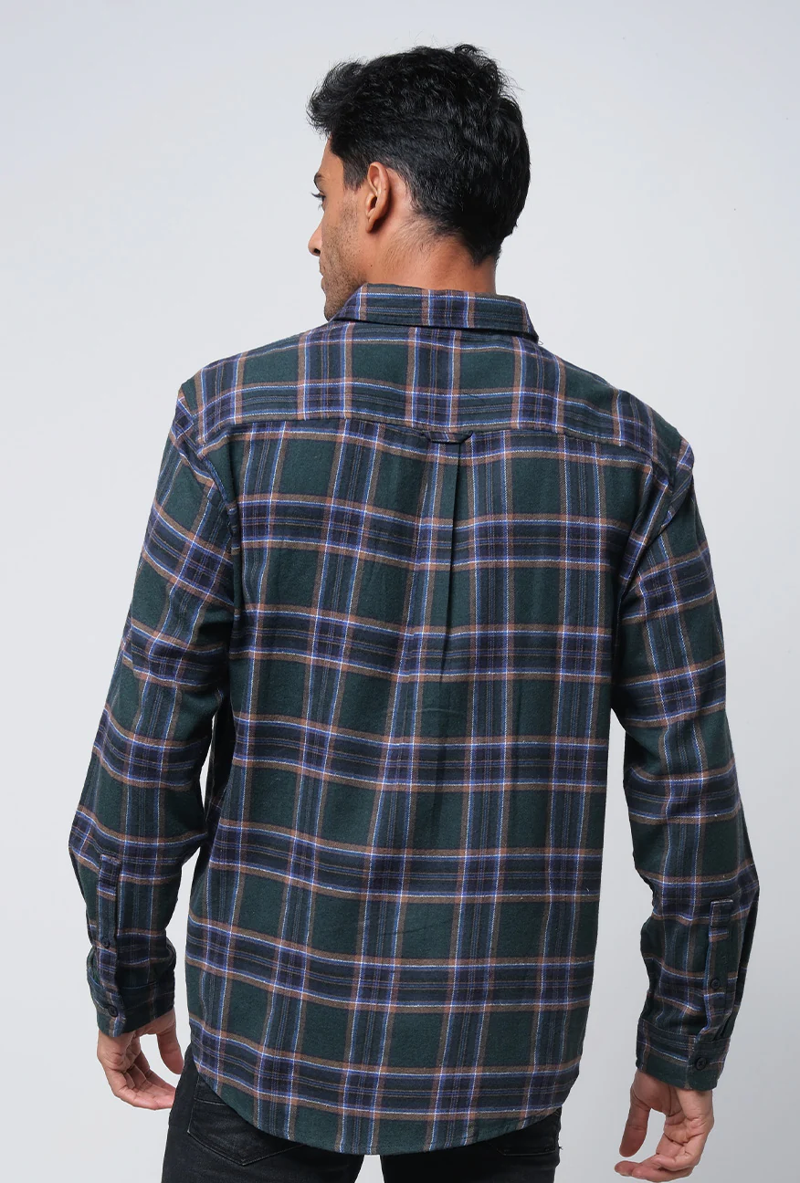Kemeja Lengan Panjang Steele Green Black - Image 4