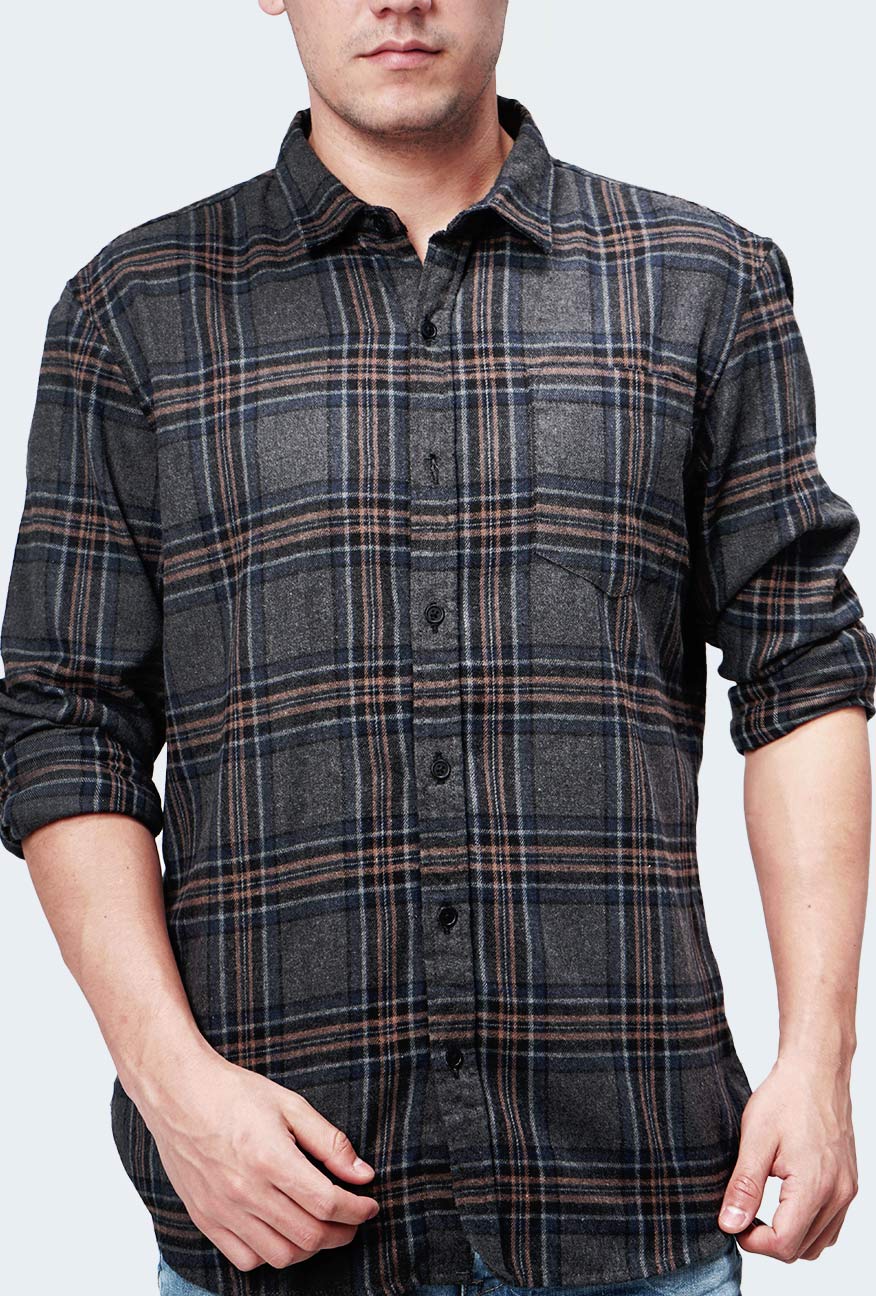 Kemeja Flanel Steele Grey Black - Image 2