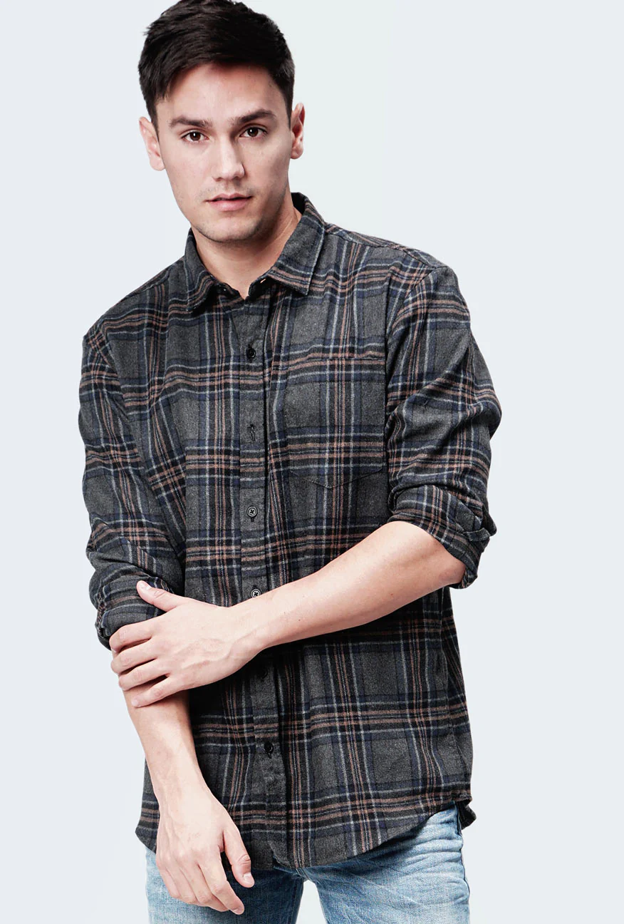 Kemeja Flanel Steele Grey Black - Image 3