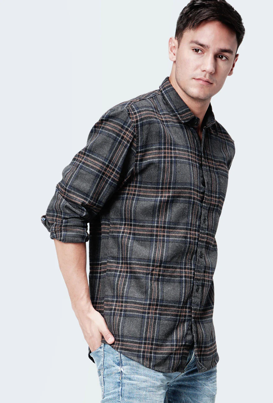 Kemeja Flanel Steele Grey Black - Image 4