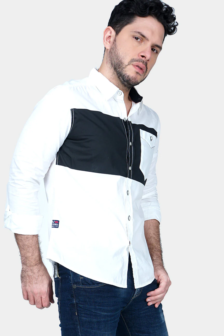Kemeja Lengan Panjang Street Line Offwhite Black - Image 2