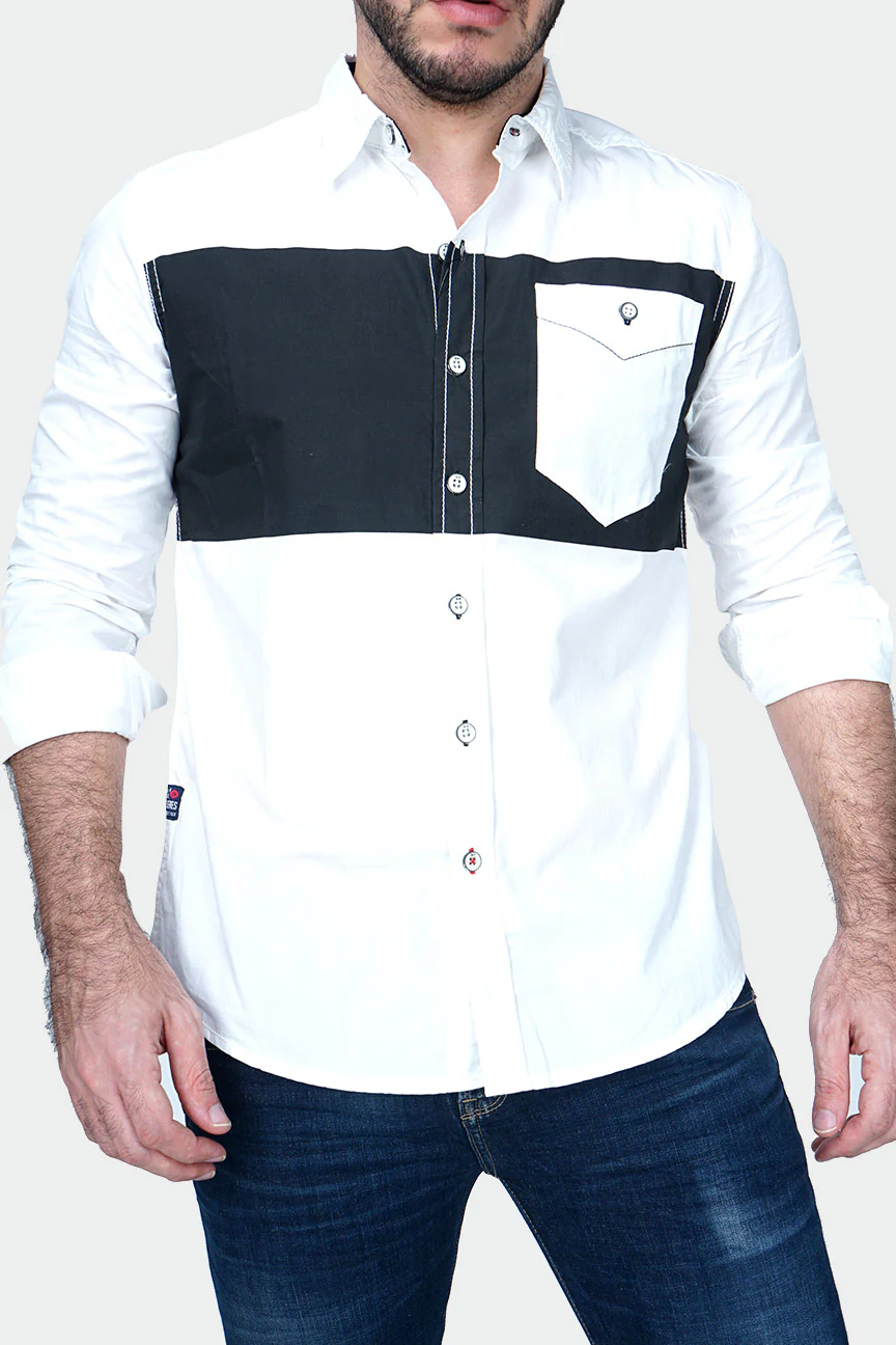 Kemeja Lengan Panjang Street Line Offwhite Black - Image 3
