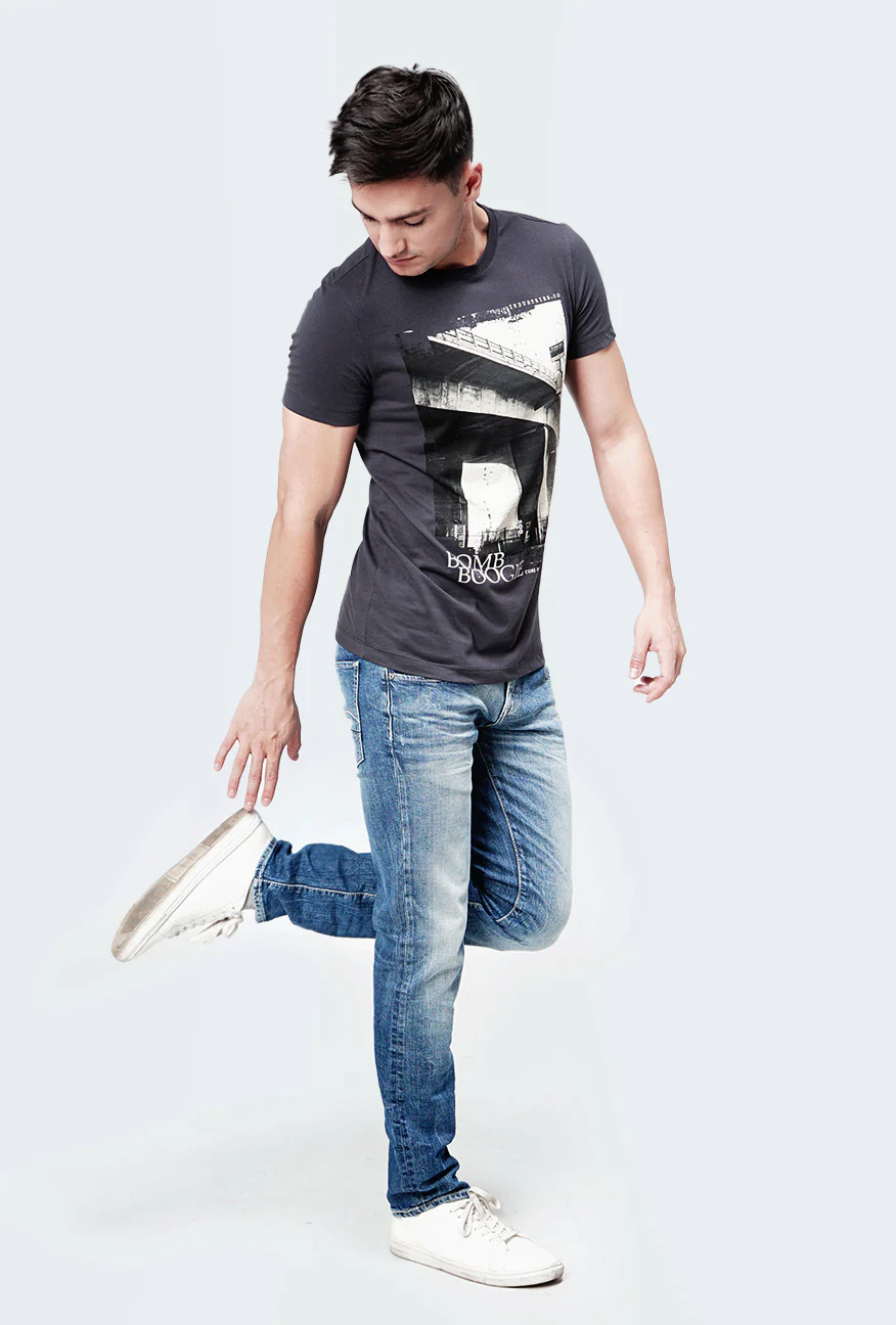 T-Shirt Lengan Pendek Streno Dark Grey - Image 3