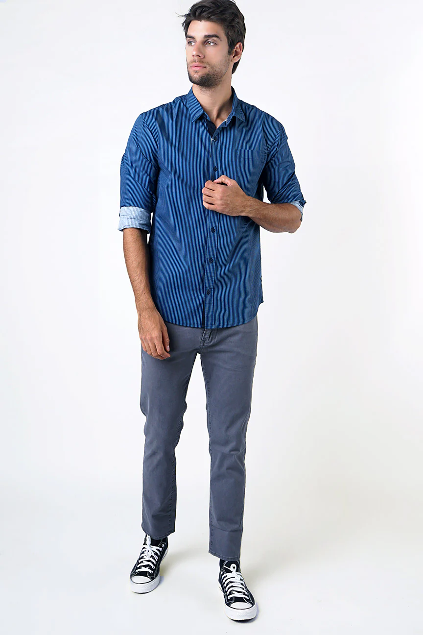 Kemeja Lengan Panjang Swansea Navy Blue