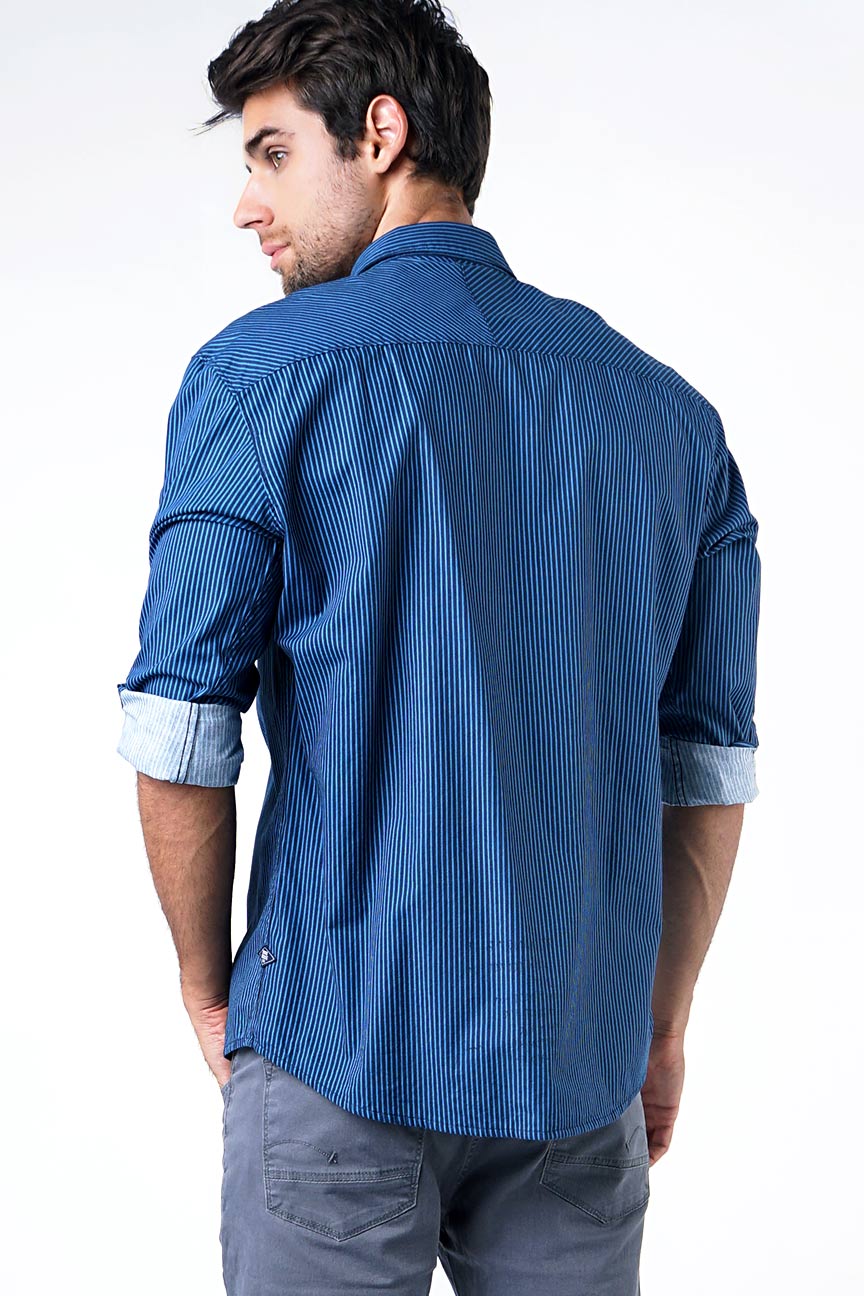 Kemeja Lengan Panjang Swansea Navy Blue - Image 3