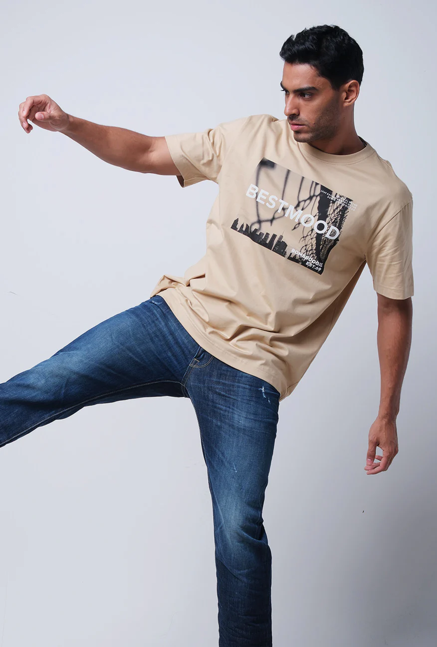 T-Shirt Lengan Pendek Regular Buffies Light Brown 2.0