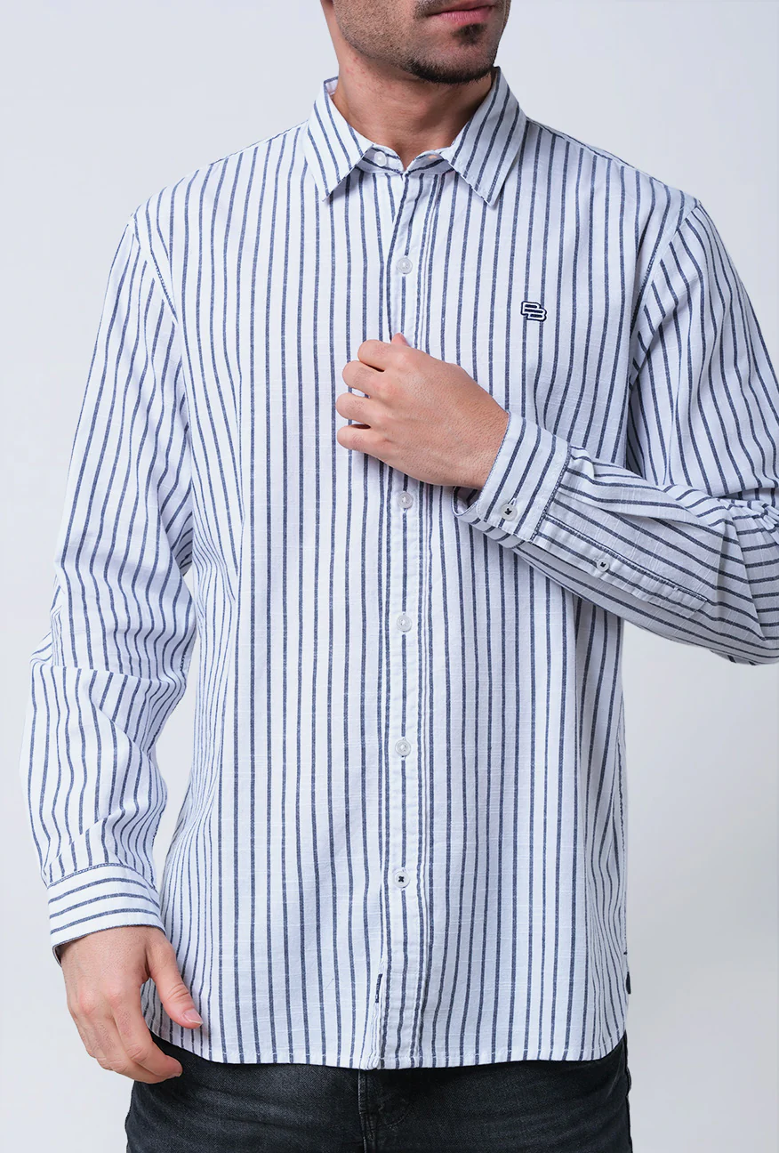 T-Shirt Lengan Panjang Regular Mavish White Navy - Image 2