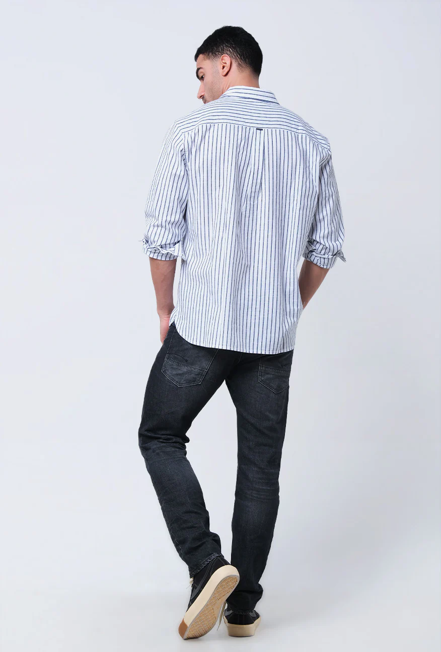 T-Shirt Lengan Panjang Regular Mavish White Navy - Image 3