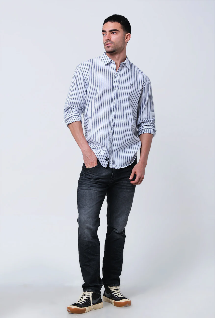 T-Shirt Lengan Panjang Regular Mavish White Navy - Image 4