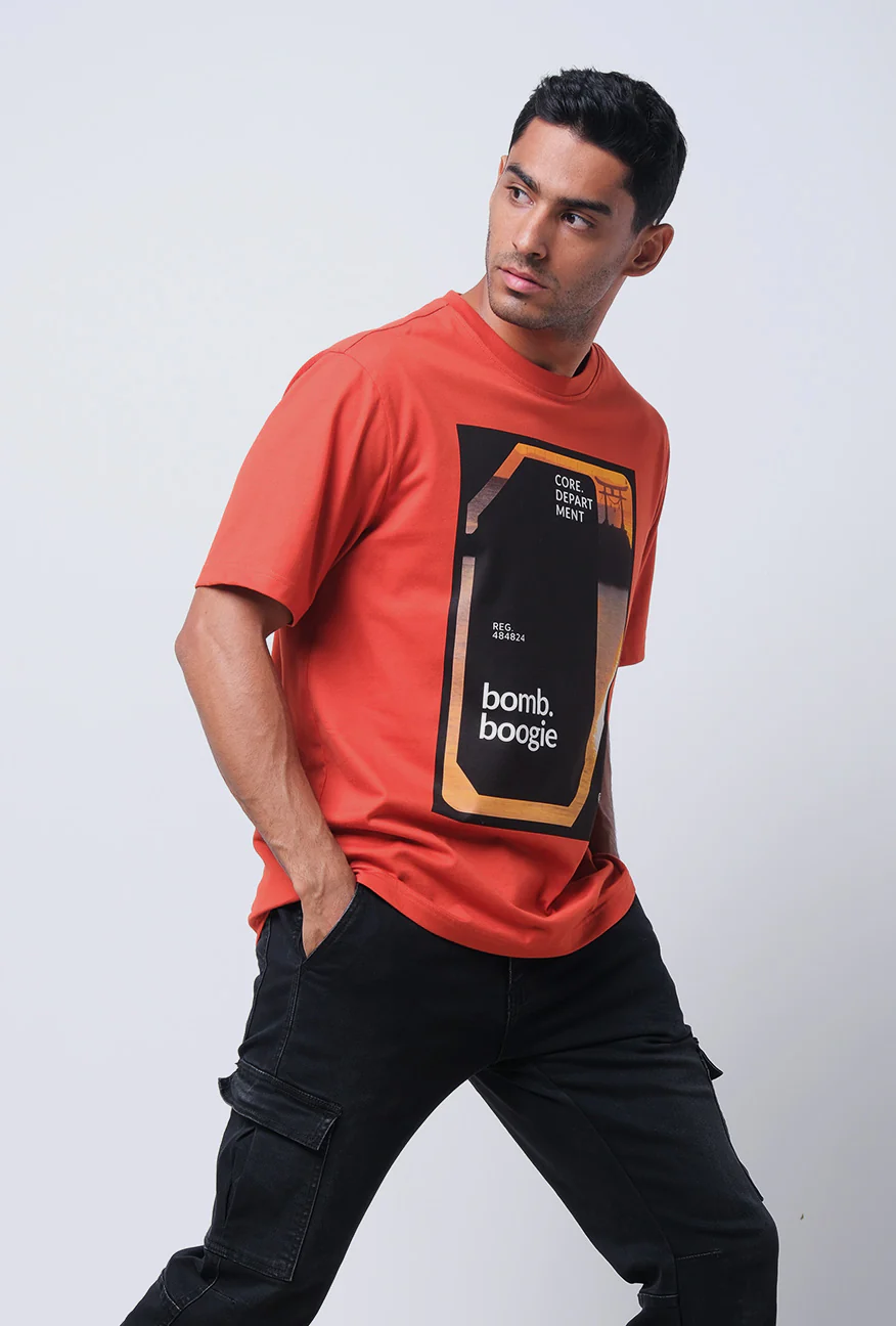 T-Shirt Lengan Pendek Houten Dark Orange