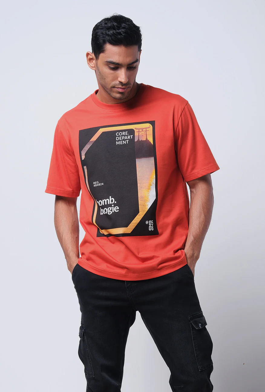T-Shirt Lengan Pendek Houten Dark Orange - Image 2