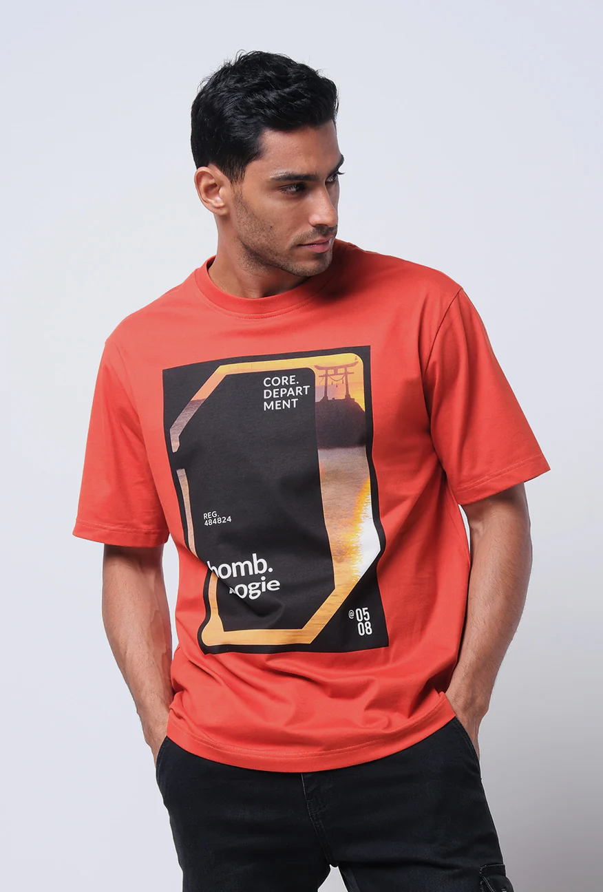 T-Shirt Lengan Pendek Houten Dark Orange - Image 3