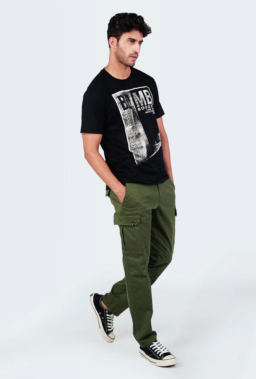 T-Shirt Lengan Pendek Klover Black Slimfit