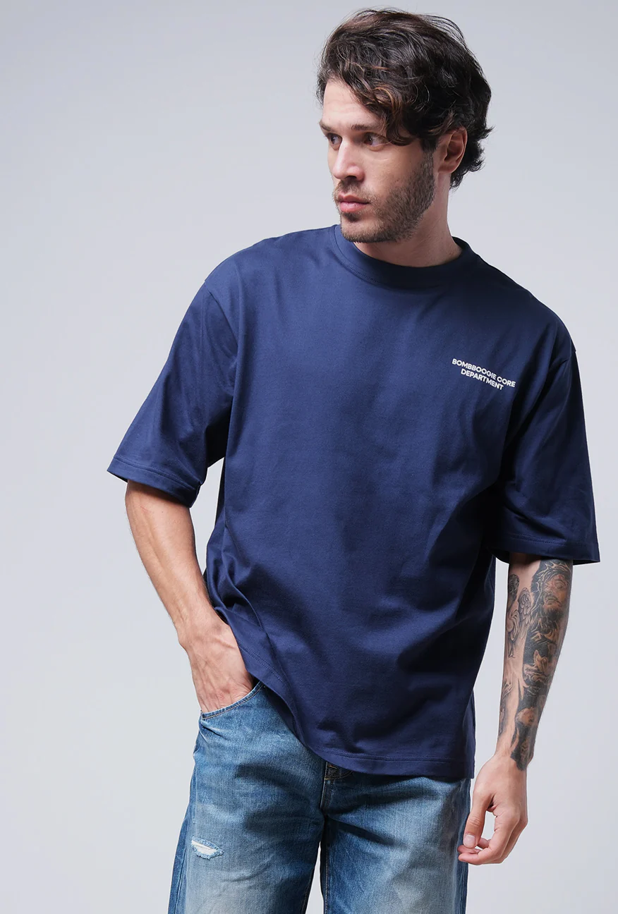T-Shirt Lengan Pendek Oversized Lazary Navy - Image 2