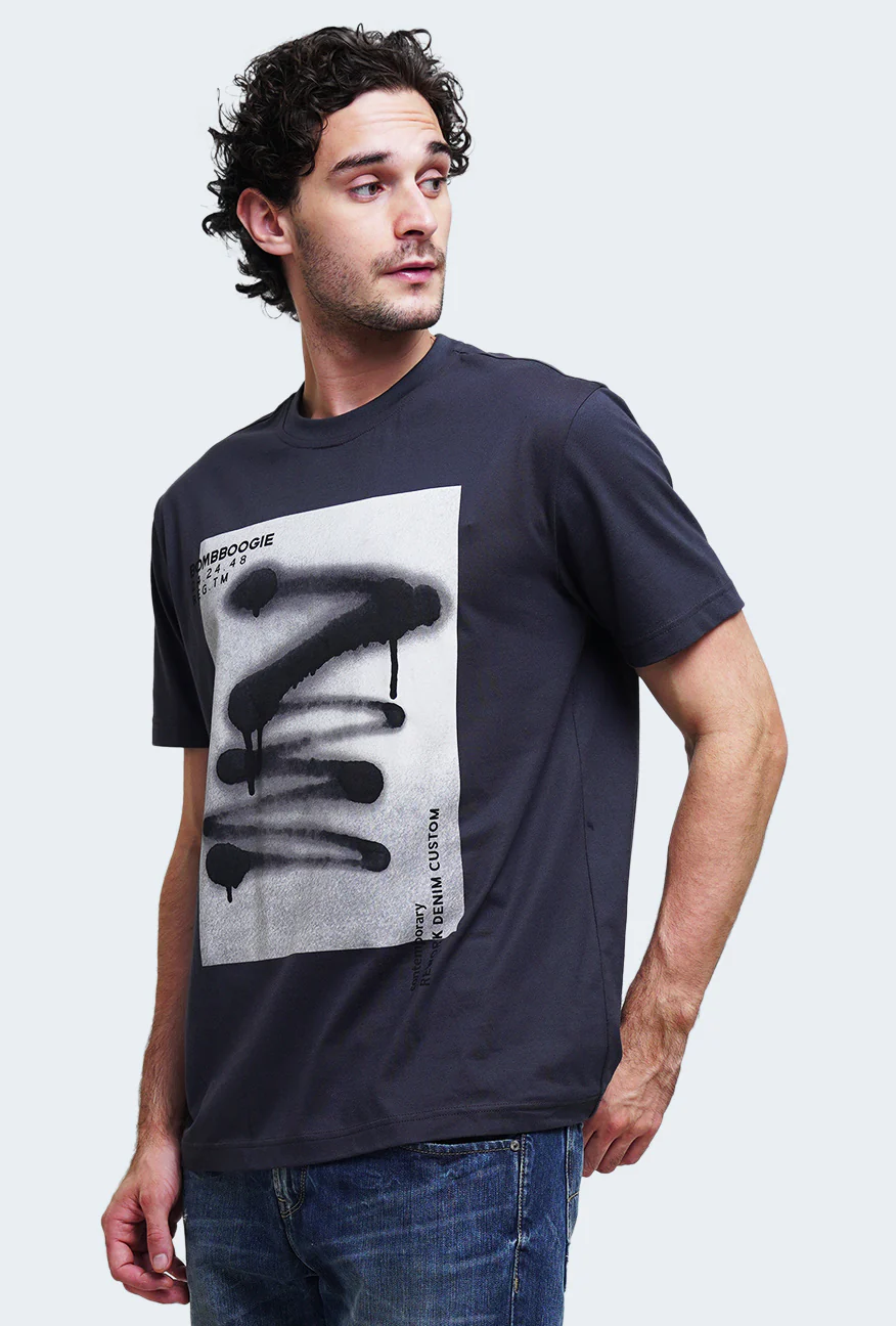 T-Shirt Lengan Pendek Regular Branco Dark Grey - Image 3
