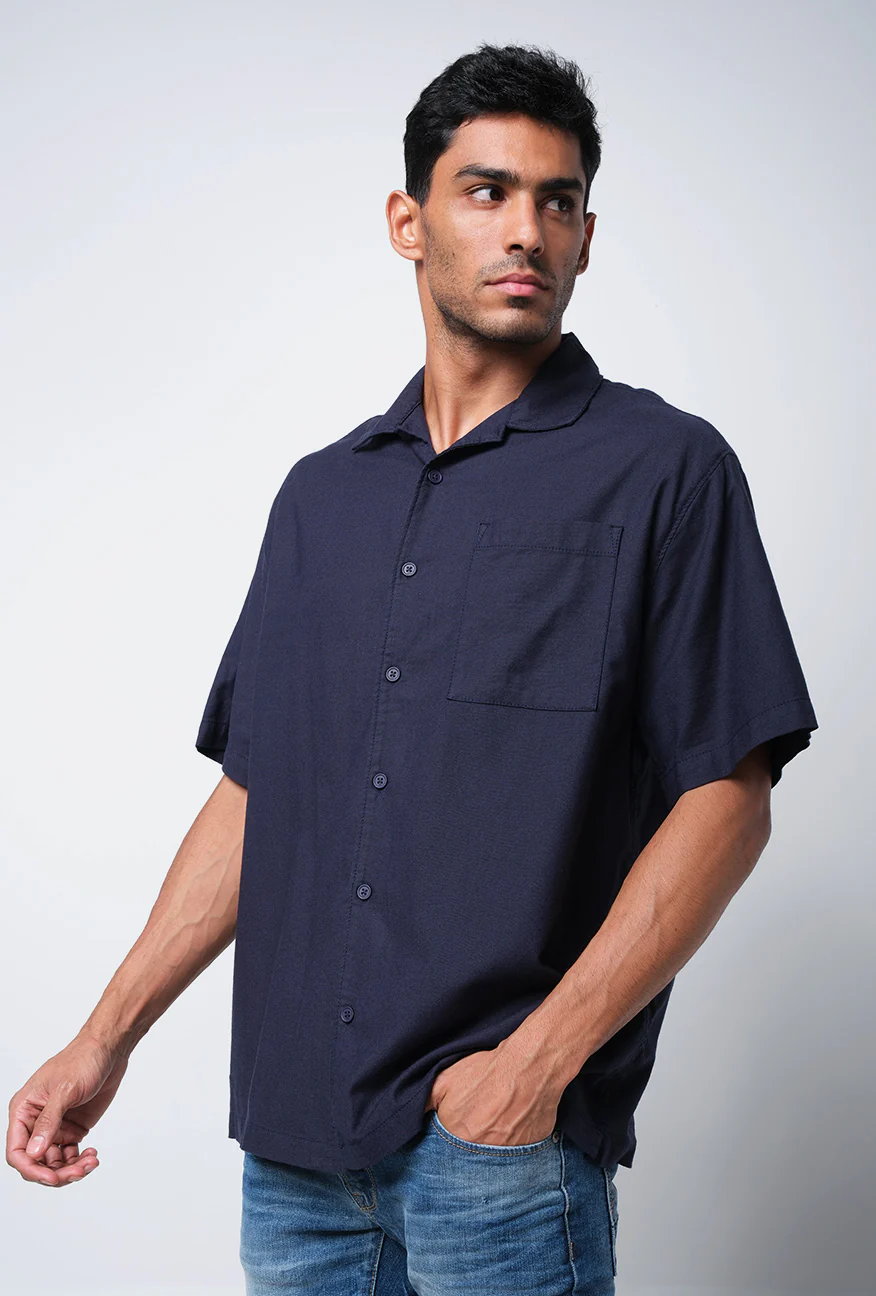 Kemeja Lengan Pendek Regular Cora Navy - Image 2