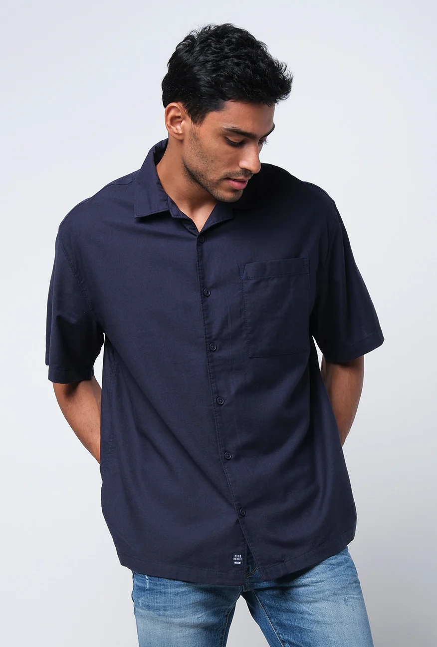 Kemeja Lengan Pendek Regular Cora Navy - Image 3