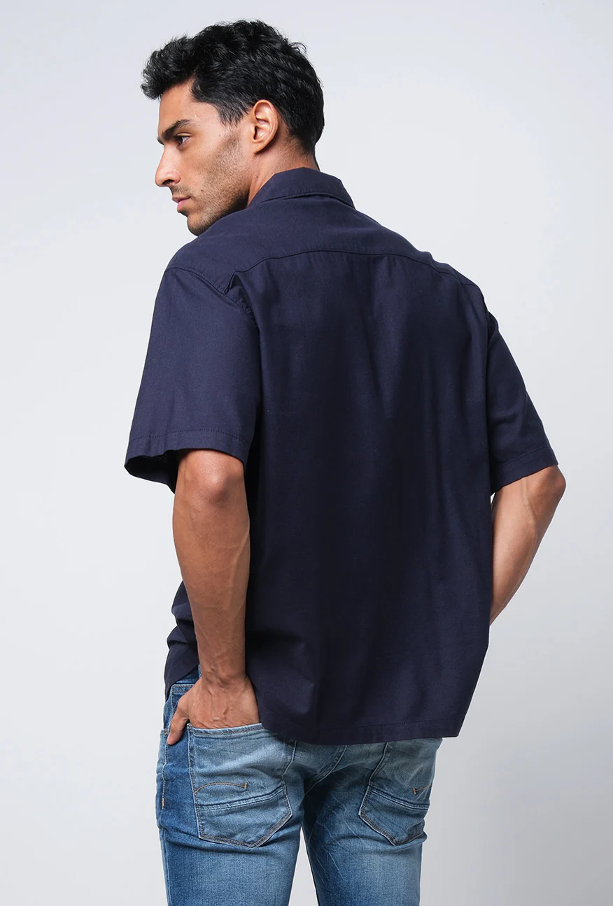Kemeja Lengan Pendek Regular Cora Navy - Image 4