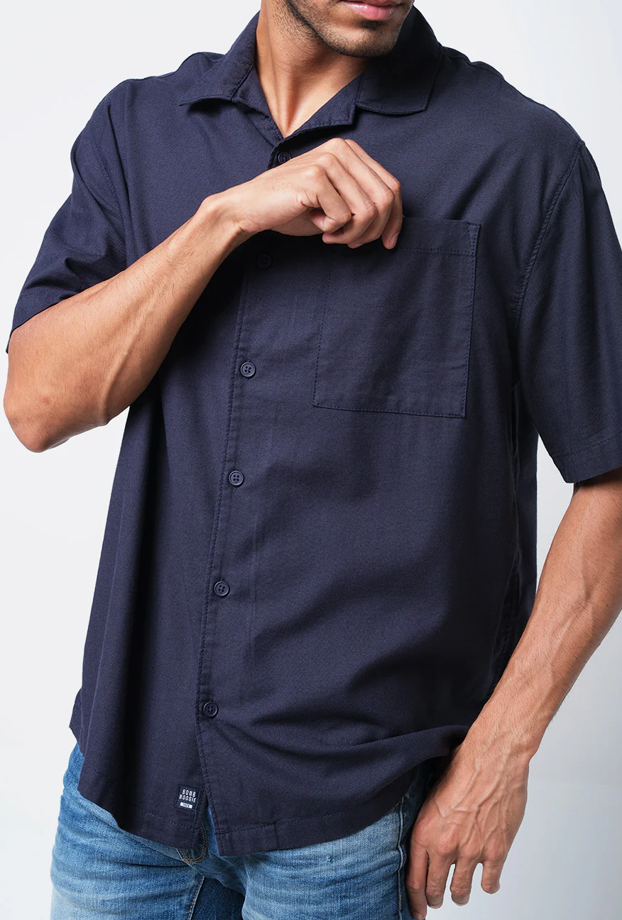 Kemeja Lengan Pendek Regular Cora Navy - Image 5
