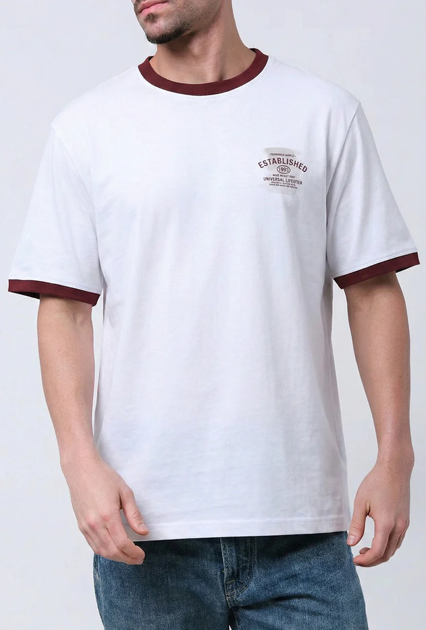 T-Shirt Lengan Pendek Regular Edgy White - Image 4