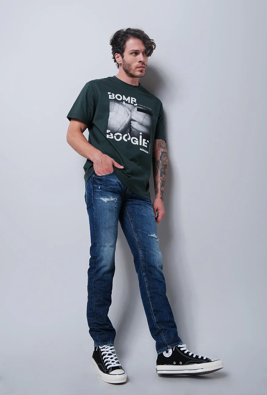 T-Shirt Lengan Pendek Regular Geffly Dark Green - Image 2