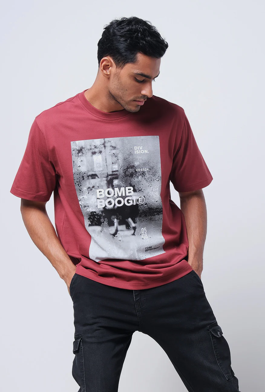 T-Shirt Lengan Pendek Regular Glutter Dark Red 2.0