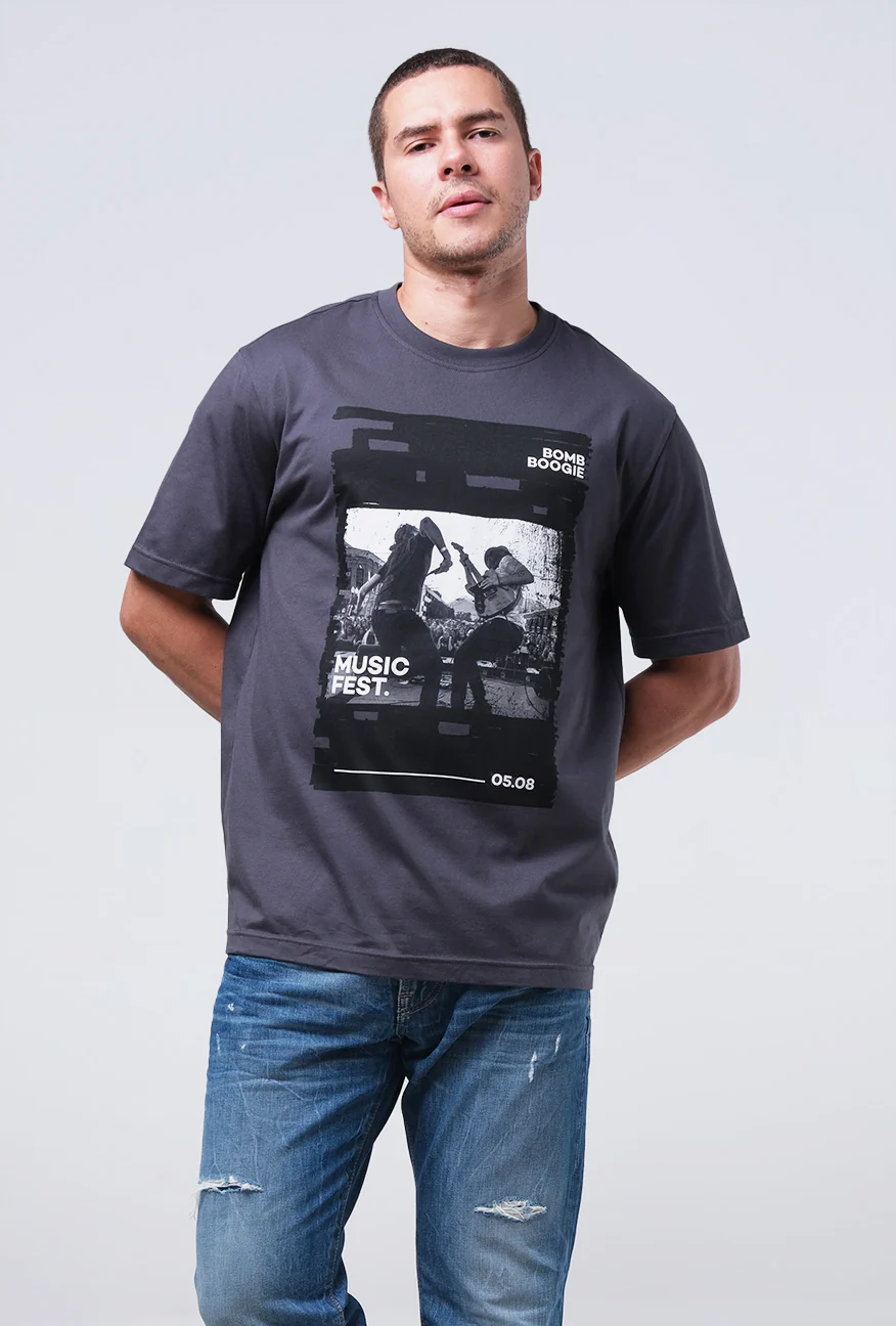 T-Shirt Lengan Pendek Regular Guinof Dark Grey 2.0 - Image 2