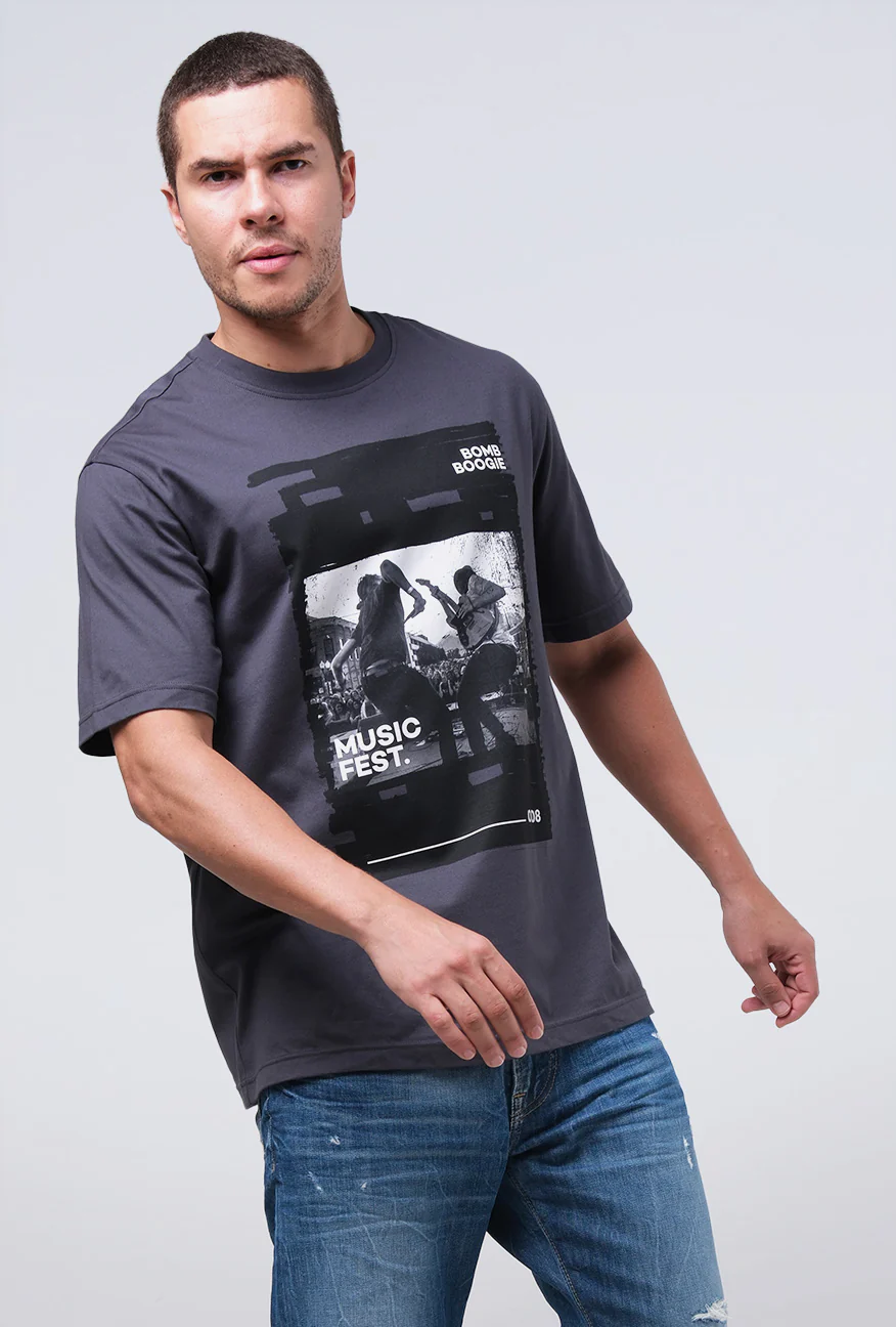 T-Shirt Lengan Pendek Regular Guinof Dark Grey 2.0 - Image 3