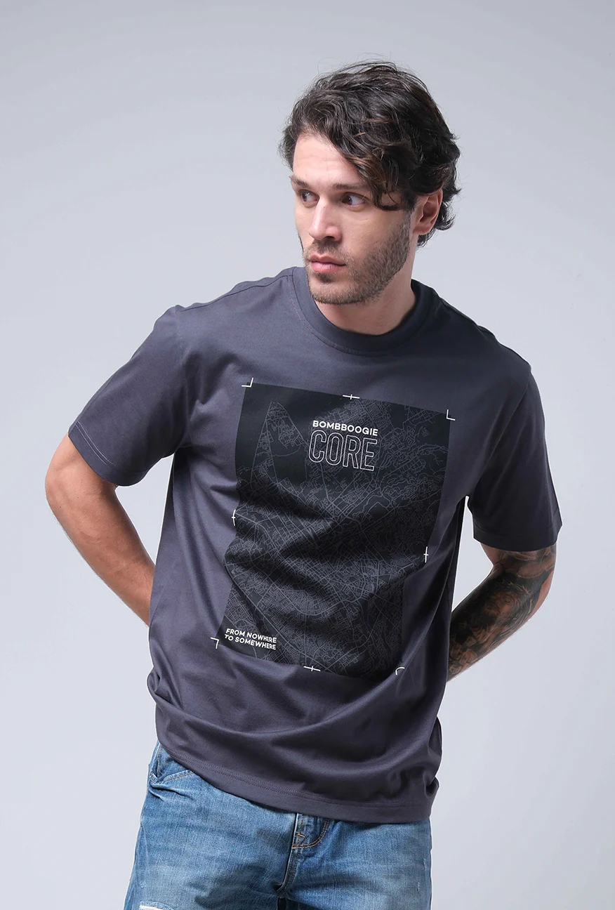 T-Shirt Lengan Pendek Regular Hayness Dark Grey