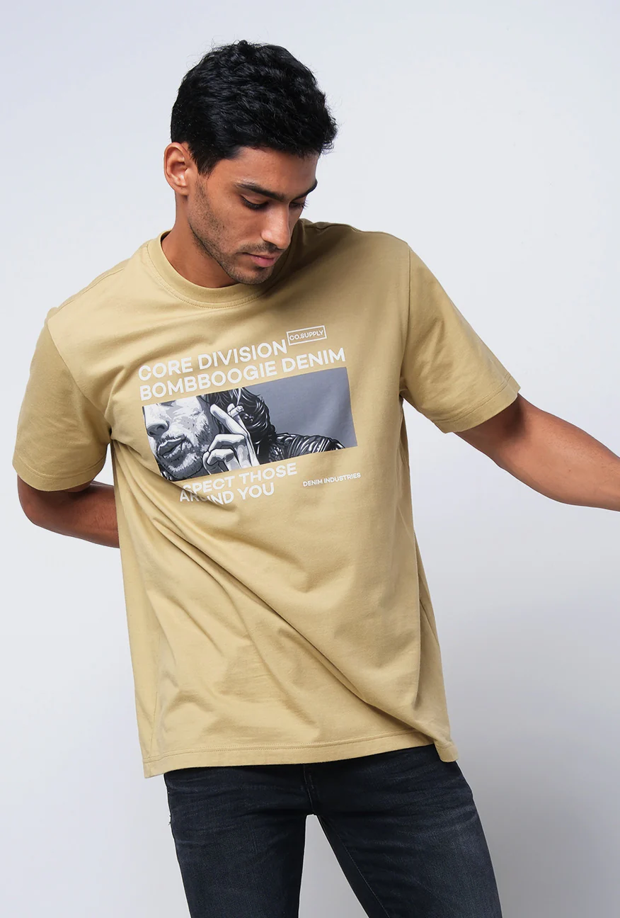 T-Shirt Lengan Pendek Regular Herren Olive - Image 3