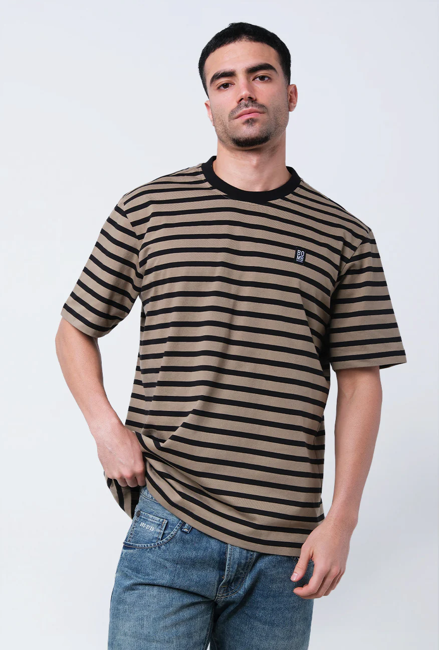 T-Shirt Lengan Pendek Regular Hinton Cream Black
