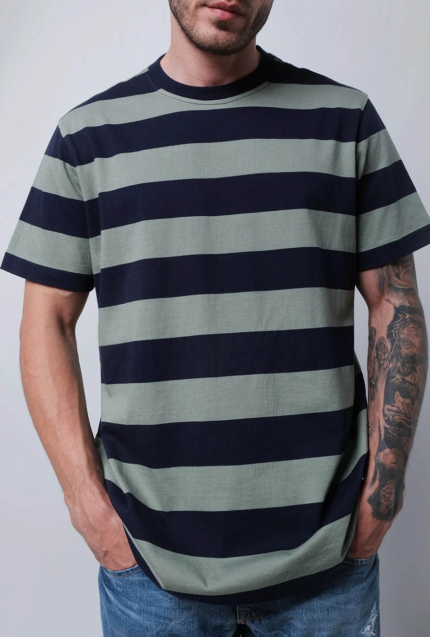 T-shirt Lengan Pendek Regular Luxyline Olive Navy - Image 3
