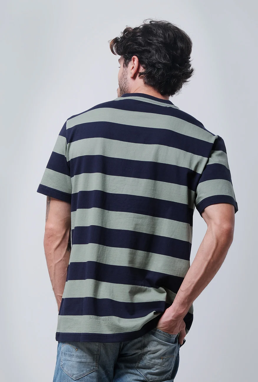 T-shirt Lengan Pendek Regular Luxyline Olive Navy - Image 4