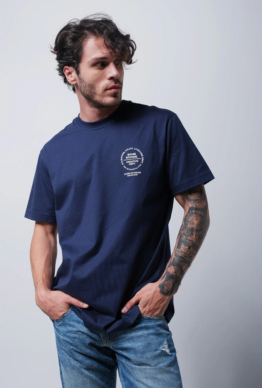 T-Shirt Lengan Pendek Regular Mazen Dark Navy
