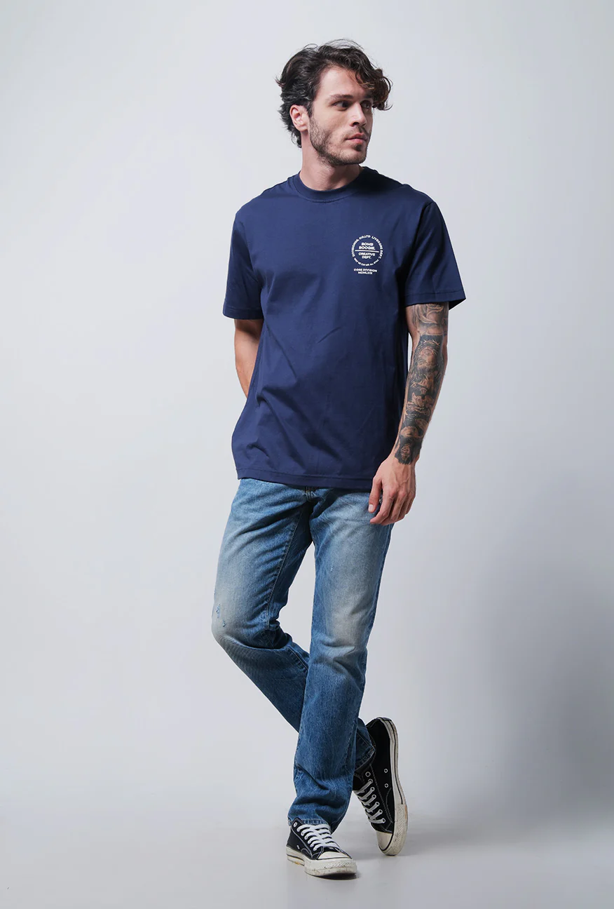 T-Shirt Lengan Pendek Regular Mazen Dark Navy - Image 4