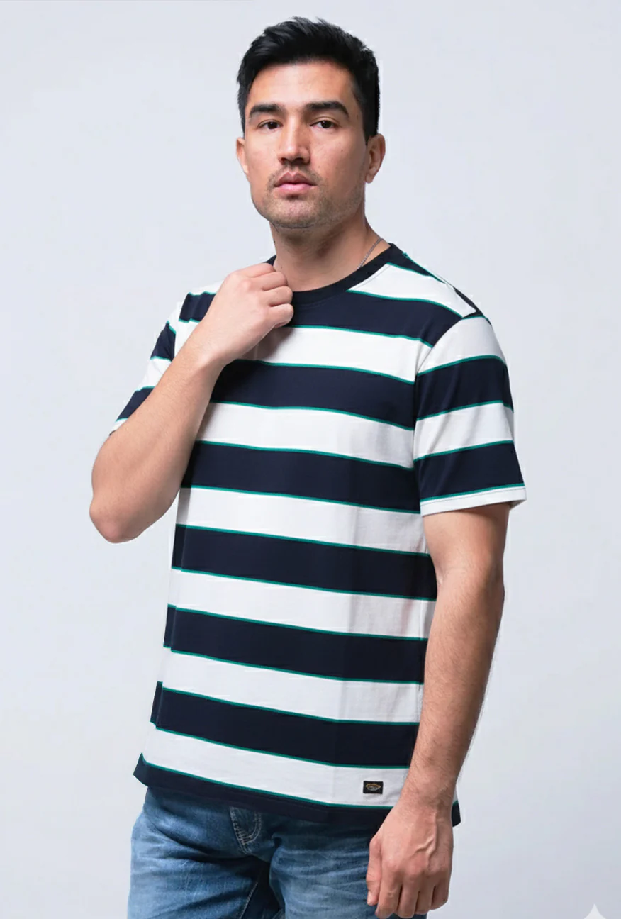 T-Shirt Lengan Pendek Regular Nevoid Navy White 2.0 Stripe - Image 2