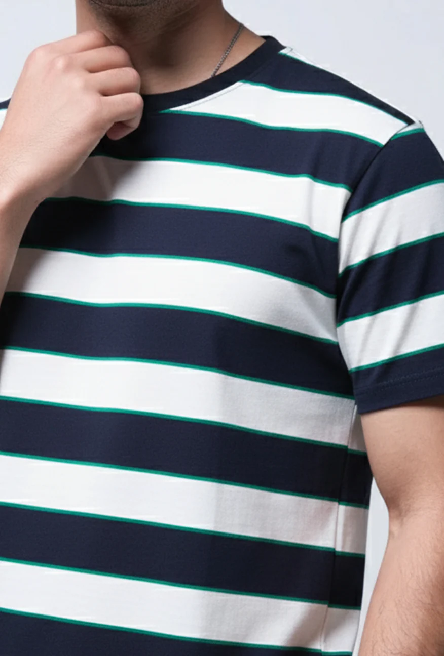T-Shirt Lengan Pendek Regular Nevoid Navy White 2.0 Stripe - Image 3
