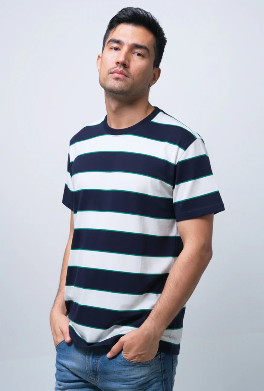 T-Shirt Lengan Pendek Regular Nevoid Navy White 2.0 Stripe - Image 4
