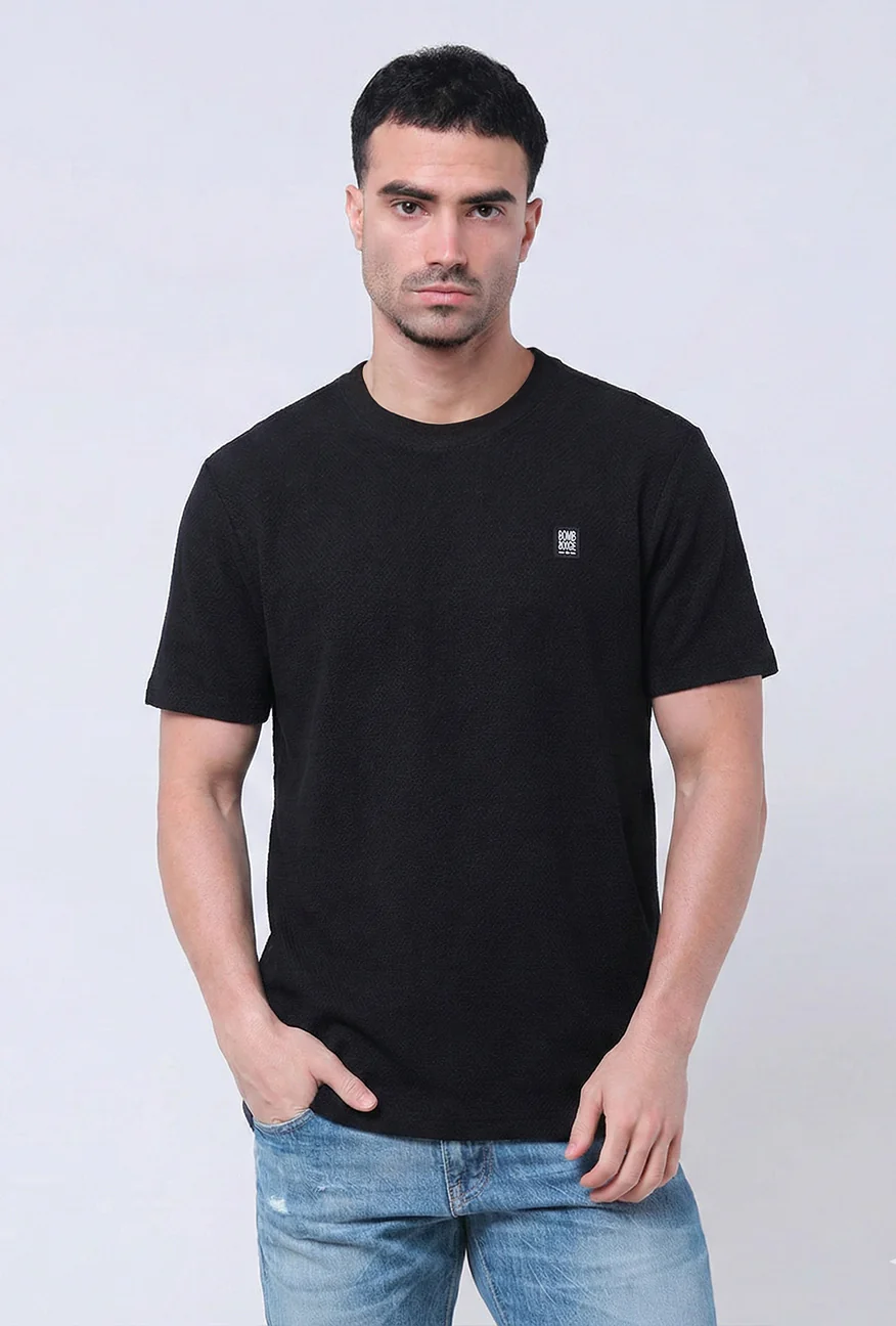 T-Shirt Lengan Pendek Regular Rougan Black
