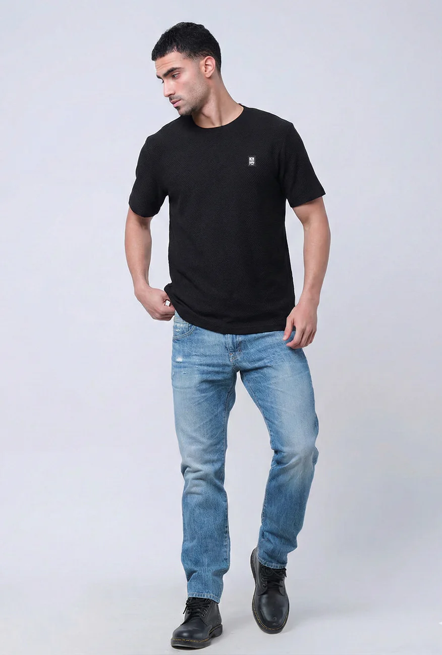 T-Shirt Lengan Pendek Regular Rougan Black - Image 2