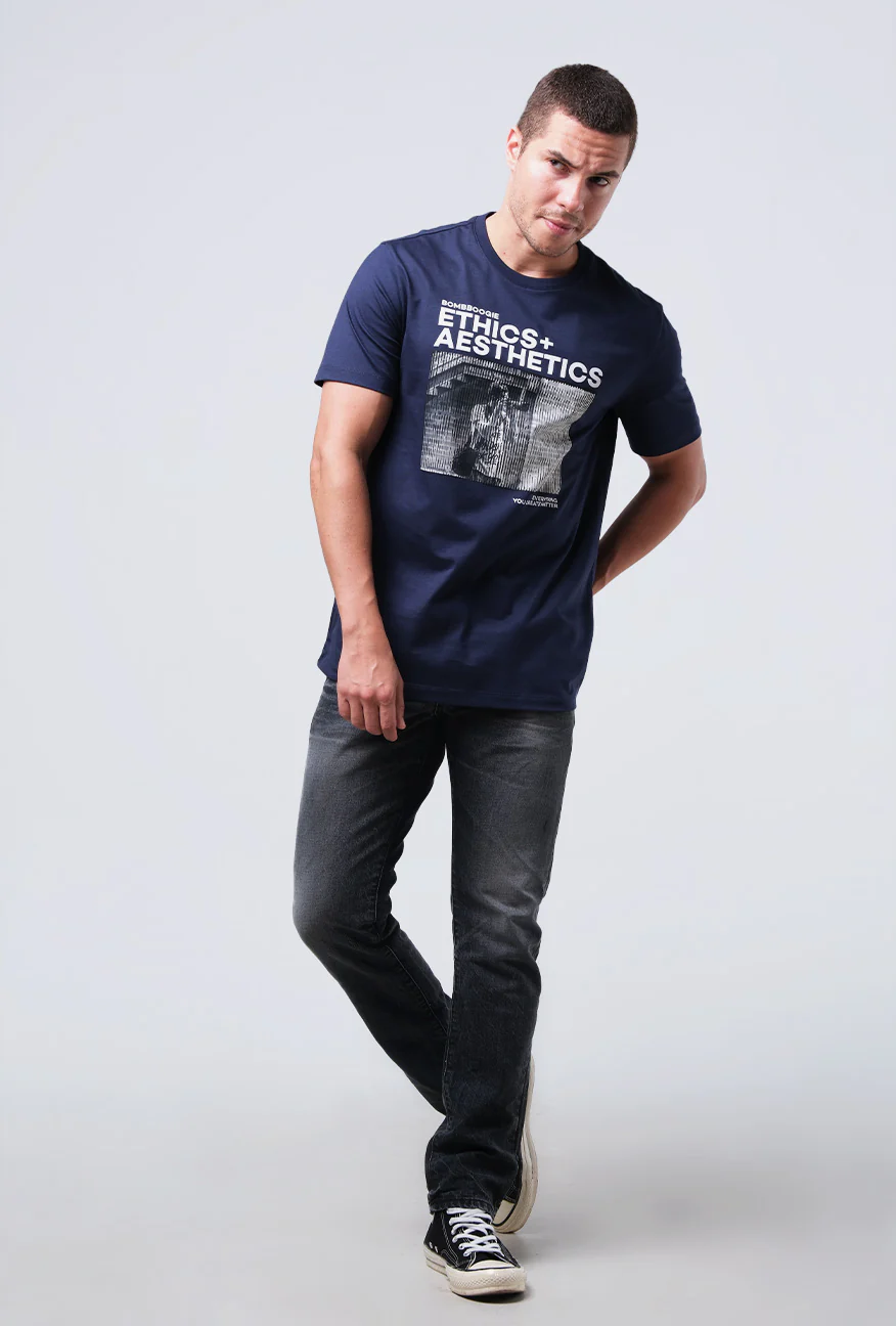 T-Shirt Lengan Pendek Slimfit Brickle Dark Navy
