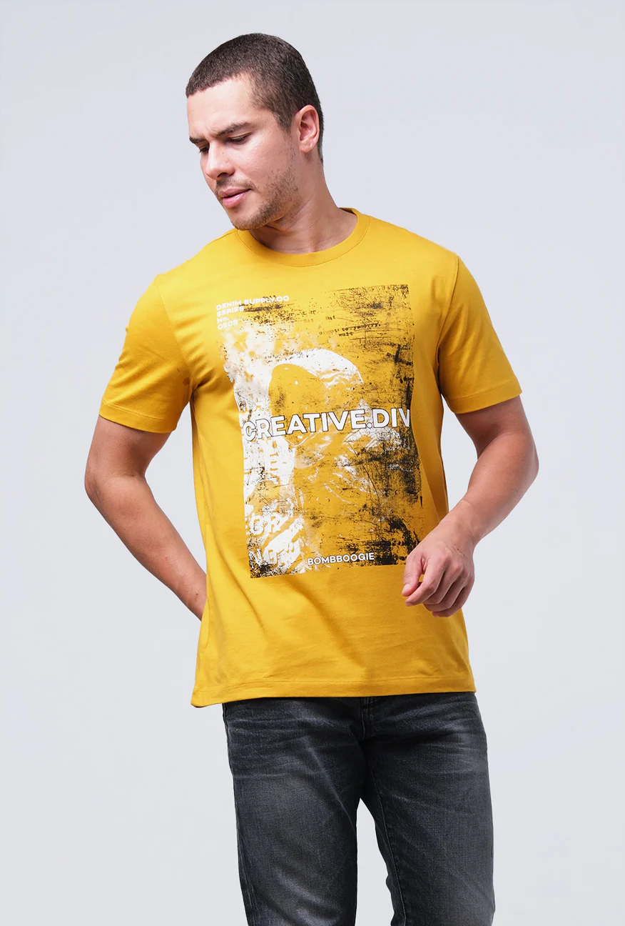 T-Shirt Lengan Pendek Slimfit Clarie Mustard - Image 3
