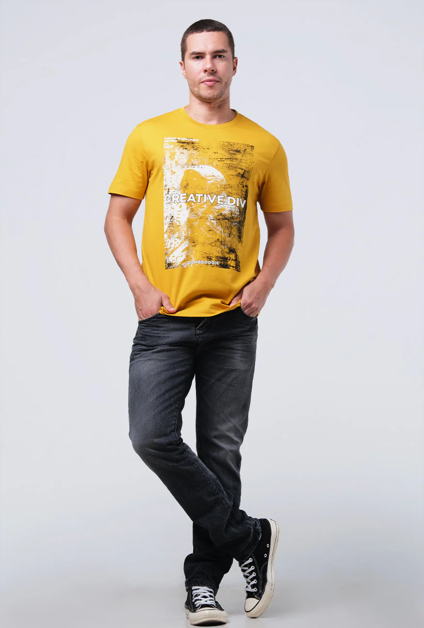 T-Shirt Lengan Pendek Slimfit Clarie Mustard - Image 4