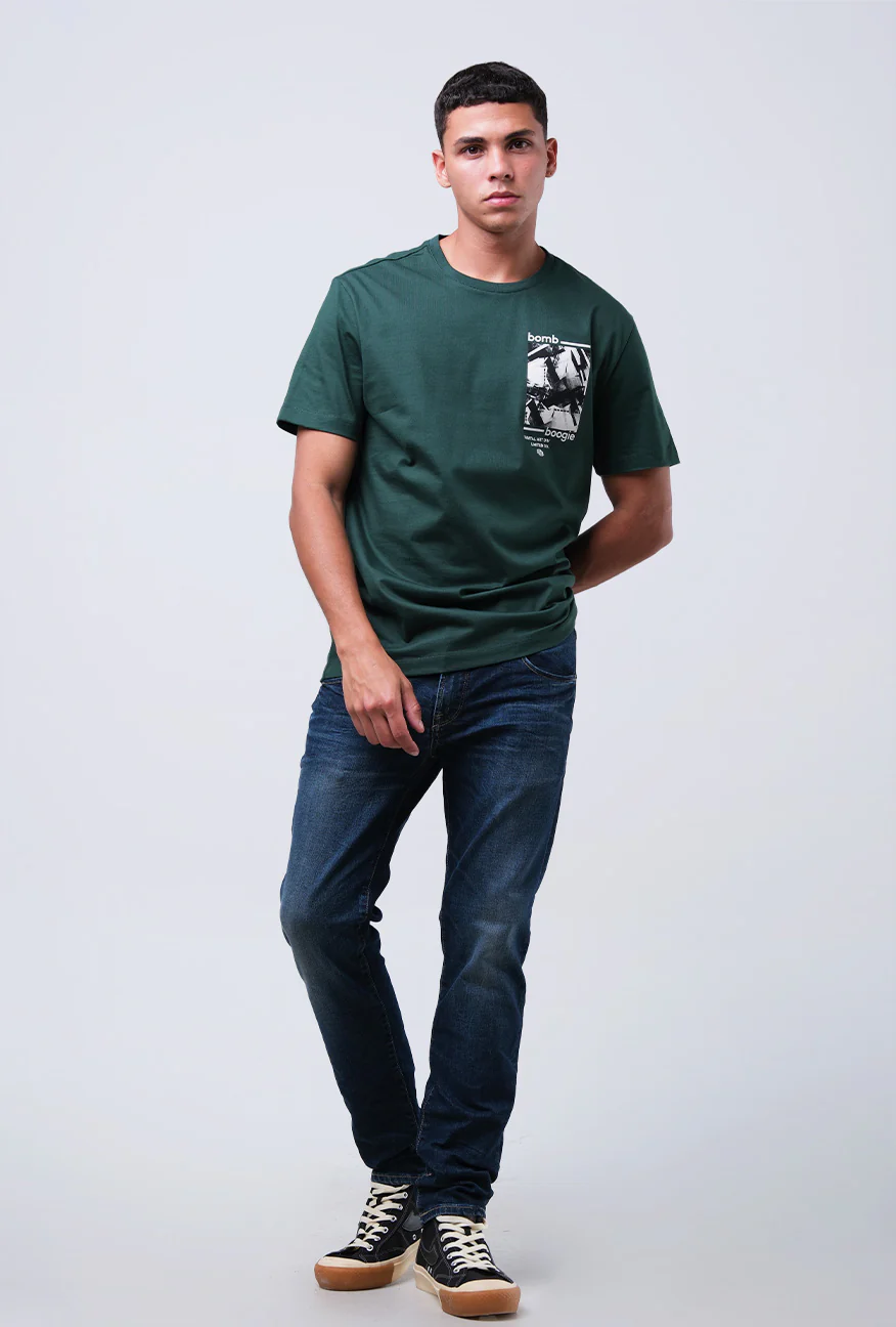 T-Shirt Lengan Pendek Slimfit Cricker Dark Green - Image 2