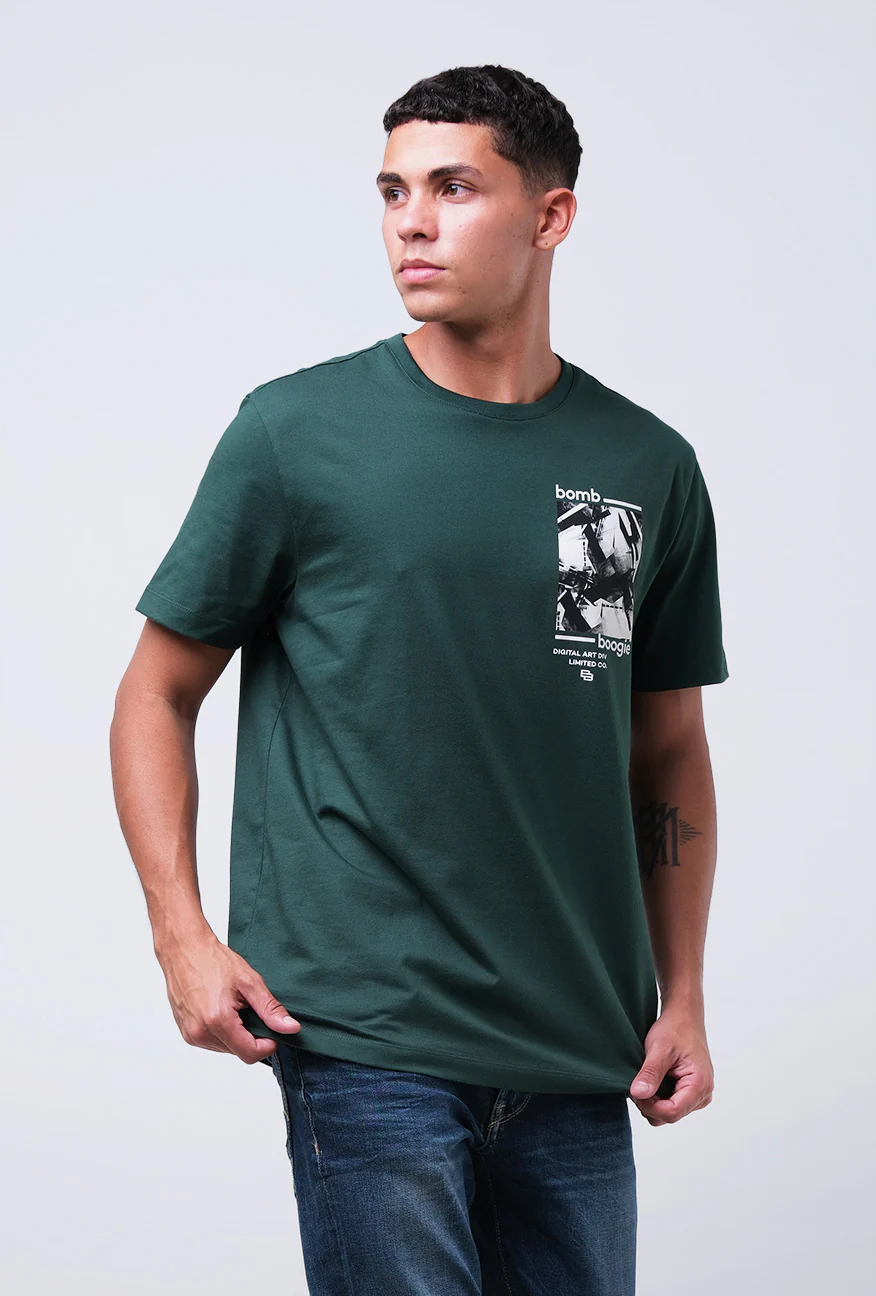 T-Shirt Lengan Pendek Slimfit Cricker Dark Green - Image 3