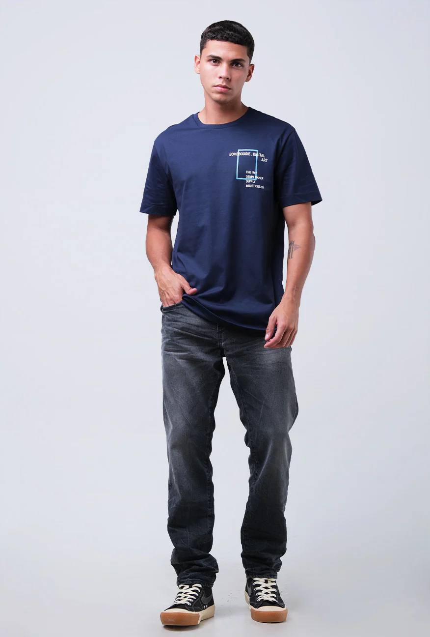 T-Shirt Lengan Pendek Slimfit Defto Dark Navy - Image 2