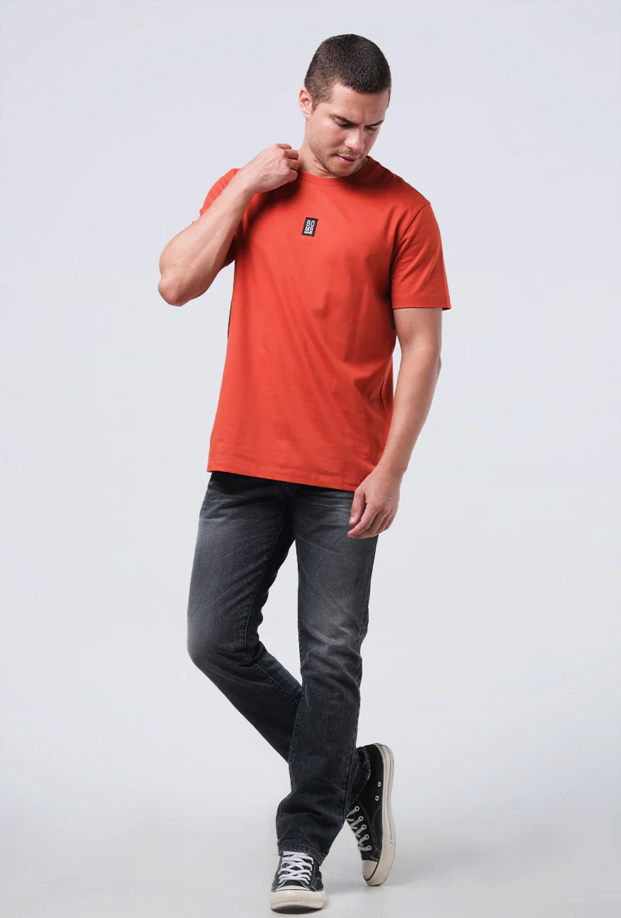 T-Shirt Lengan Pendek Slimfit Hambly Dark Orange - Image 2